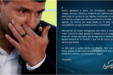 El Kun Agüero escribió una carta con un mensaje sobre su despedida del fútbol: “Doloroso sí, dramático no”