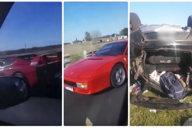 Insólito: volcaron en la autopista por grabarse mientras pasaban a una Ferrari Testarossa