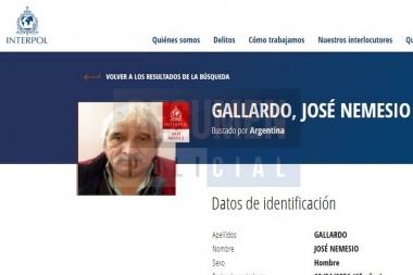 Interpol publicó el alerta roja con el paradero del prófugo Nemesio Gallardo